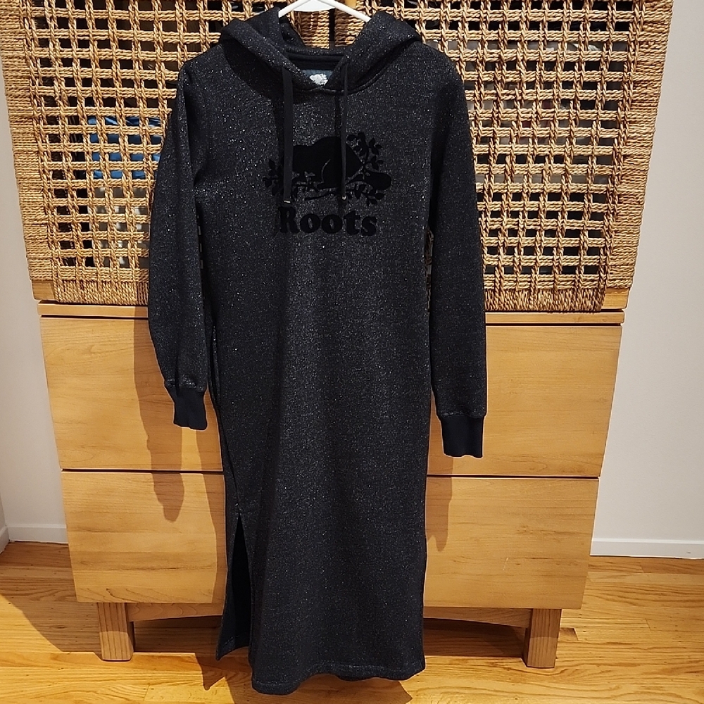 Roots Charcoal Hooded Dress w Sparkles - XS TP